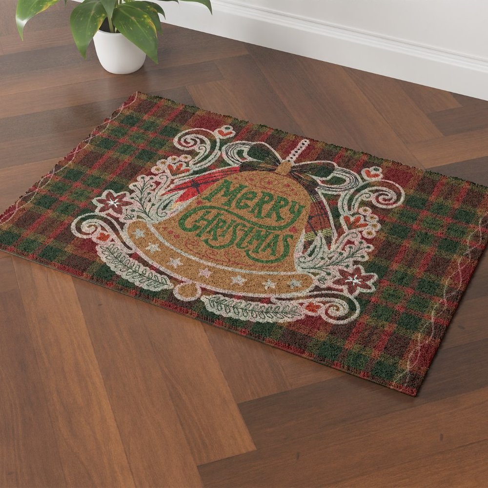 Christmas Bell Double PVC Welcome mat Mat Kitchen Carpet Anti-Slip PVC Noel Rug